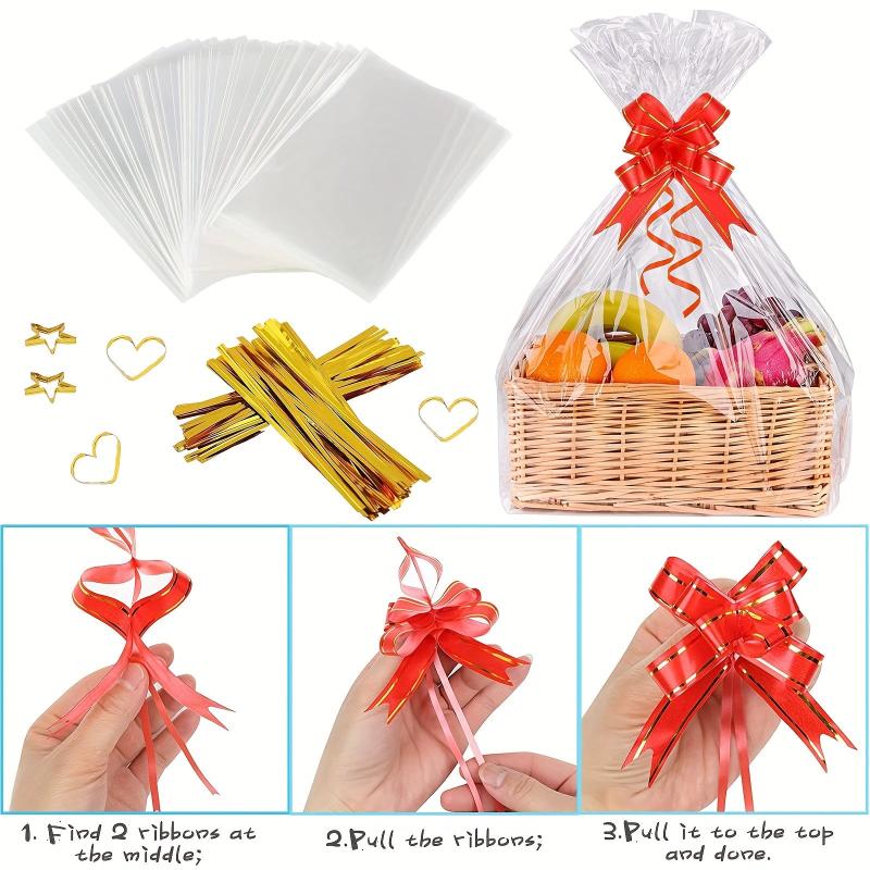80pcs Cellophane Basket Bags 35 56x50 8 Cm Clear Basket Packaging Bags