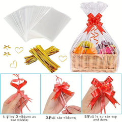 80pcs Cellophane Basket Bags 35 56x50 8 Cm Clear Basket Packaging Bags