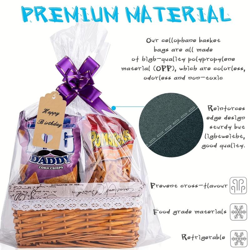 80pcs Cellophane Basket Bags 35 56x50 8 Cm Clear Basket Packaging Bags