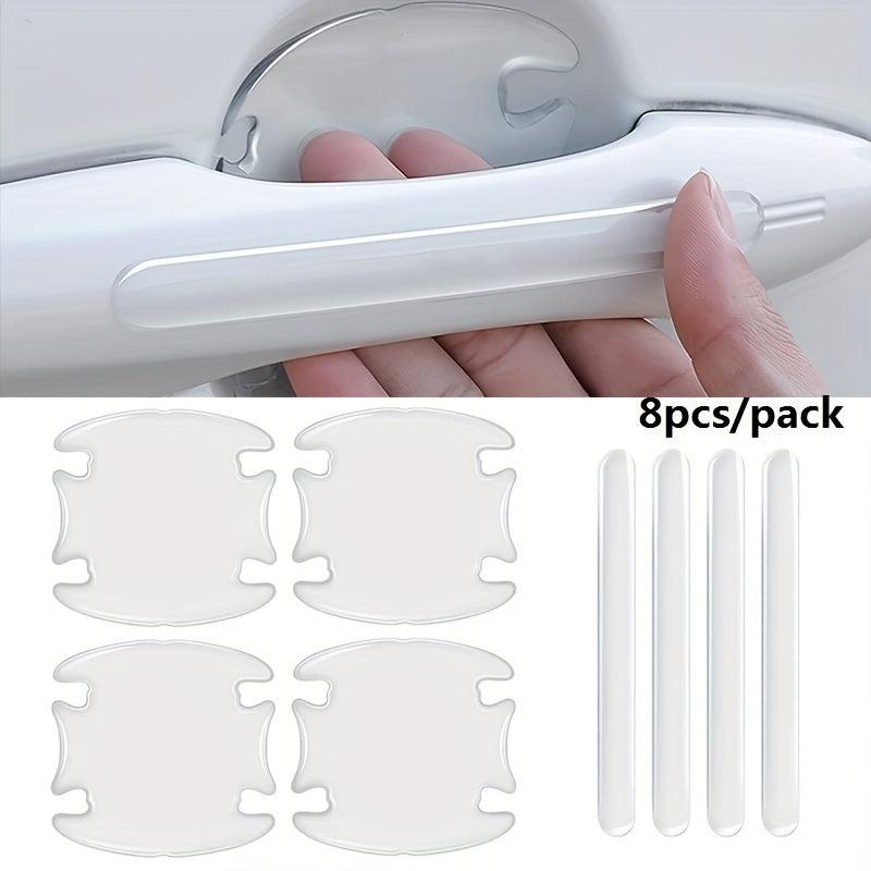 8pcs Car Handle Scratch Protective Stickers Anti Collision Protection Strip