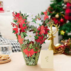 1pc Purple Poinsettia Bouquet Pop Up Card Gift