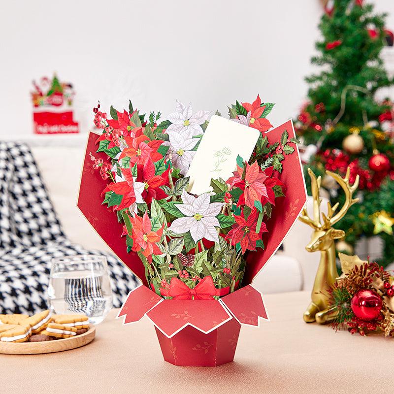 1pc Purple Poinsettia Bouquet Pop Up Card Gift