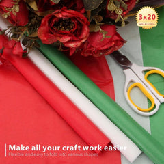 60 Sheets Red Green Mixed Wrapping Paper 20X26 Inch Tissue Paper Craft Paper