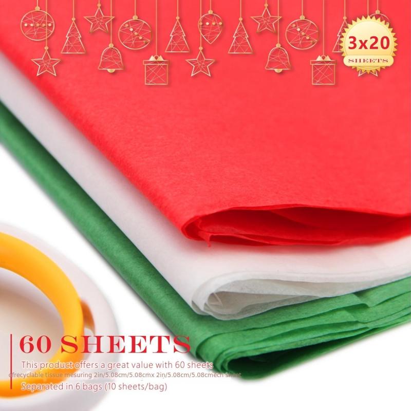 60 Sheets Red Green Mixed Wrapping Paper 20X26 Inch Tissue Paper Craft Paper