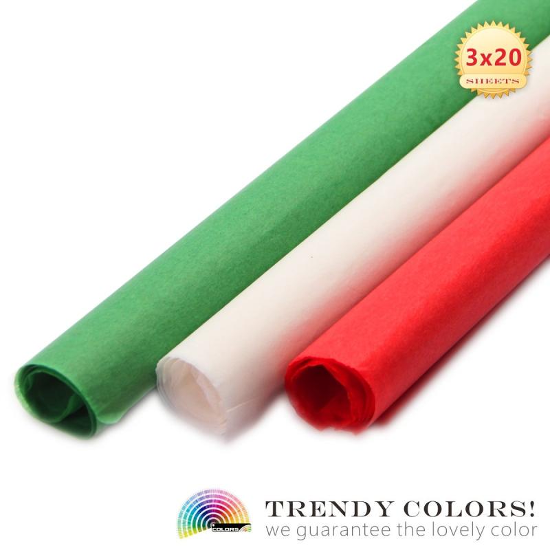 60 Sheets Red Green Mixed Wrapping Paper 20X26 Inch Tissue Paper Craft Paper