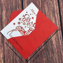 2 Packs Christmas Greeting Cards Red Hollow Greeting Card With Envelope