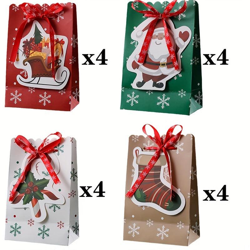 Christmas Paper Bag with Bow Snowflake Gift Bag