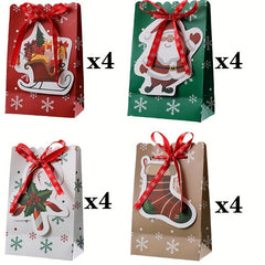Christmas Paper Bag with Bow Snowflake Gift Bag