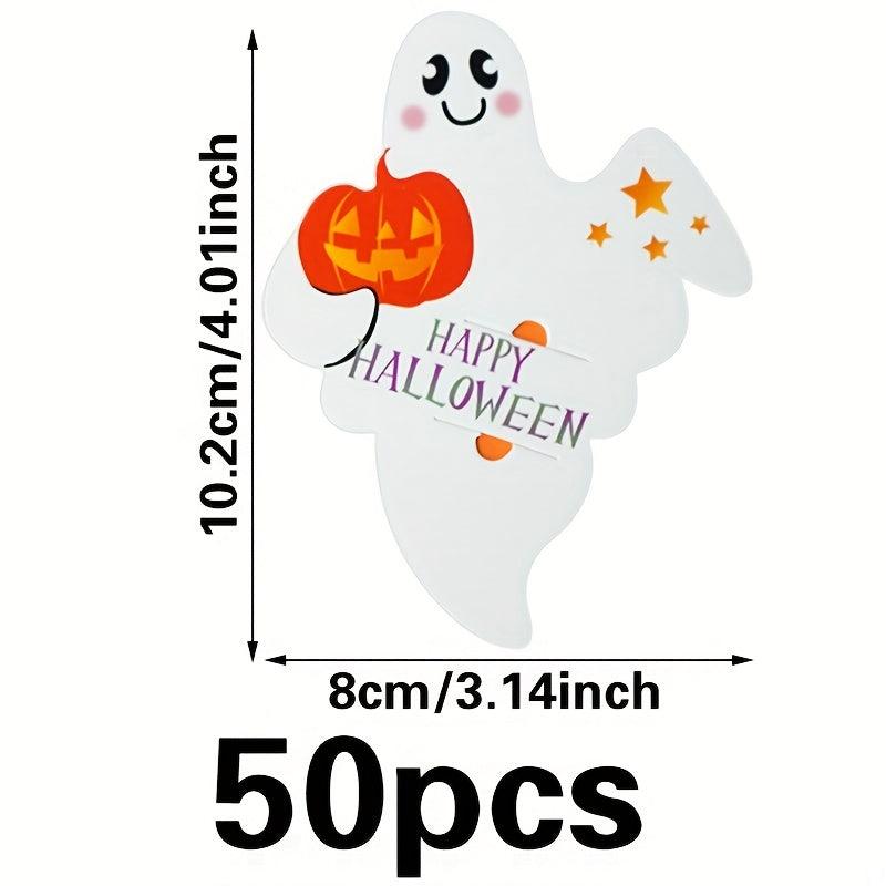 50pcs Halloween Ghost Pumpkin Lollipop Decoration Card Paper