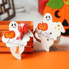 50pcs Halloween Ghost Pumpkin Lollipop Decoration Card Paper