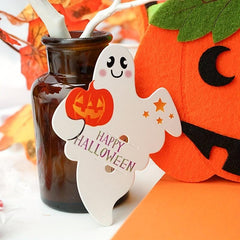 50pcs Halloween Ghost Pumpkin Lollipop Decoration Card Paper