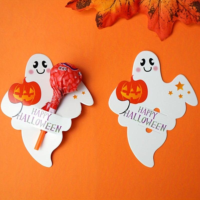 50pcs Halloween Ghost Pumpkin Lollipop Decoration Card Paper