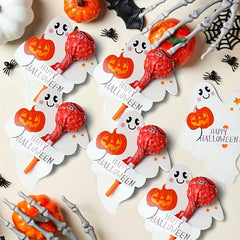 50pcs Halloween Ghost Pumpkin Lollipop Decoration Card Paper