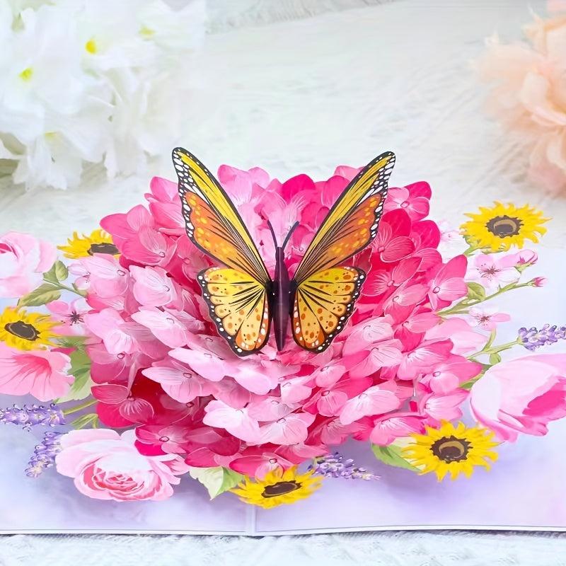 Butterfly Dance Flower 3D Pop Up Greeting Card Women Anniversary Birthday
