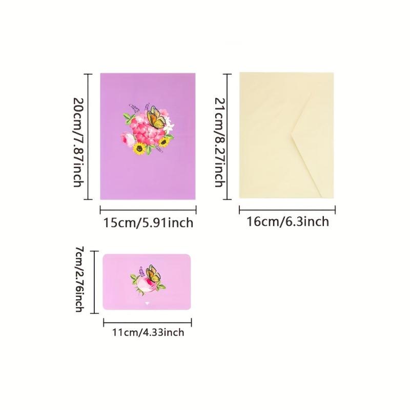 Butterfly Dance Flower 3D Pop Up Greeting Card Women Anniversary Birthday