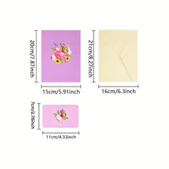 Butterfly Dance Flower 3D Pop Up Greeting Card Women Anniversary Birthday