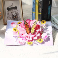 Butterfly Dance Flower 3D Pop Up Greeting Card Women Anniversary Birthday