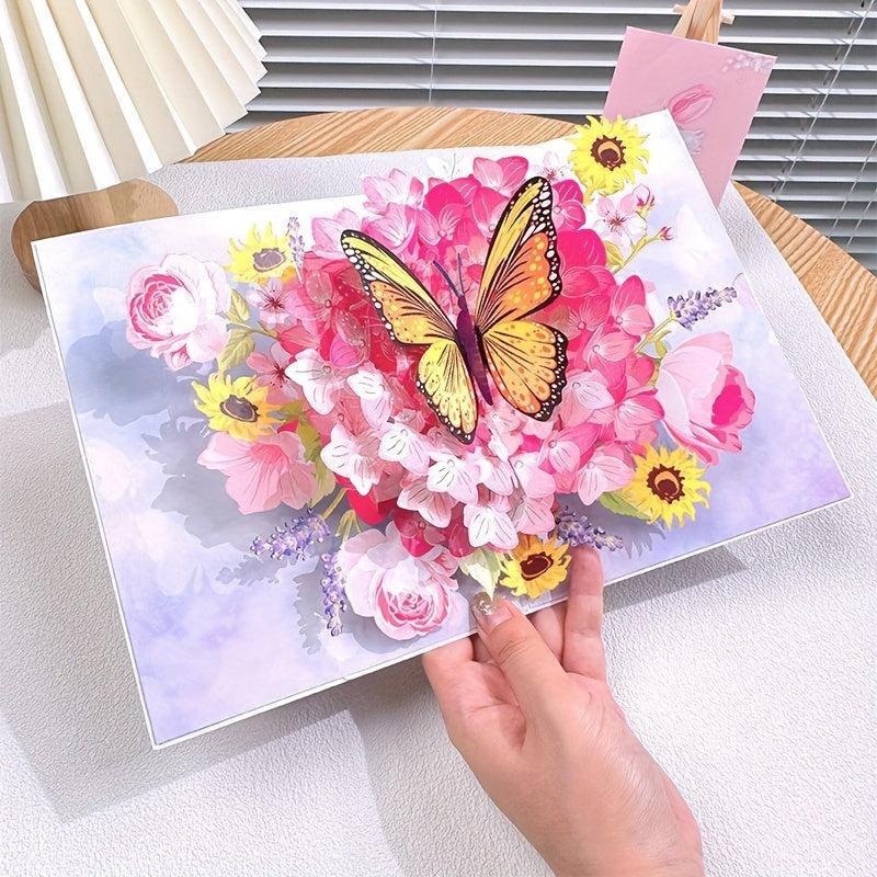 Butterfly Dance Flower 3D Pop Up Greeting Card Women Anniversary Birthday
