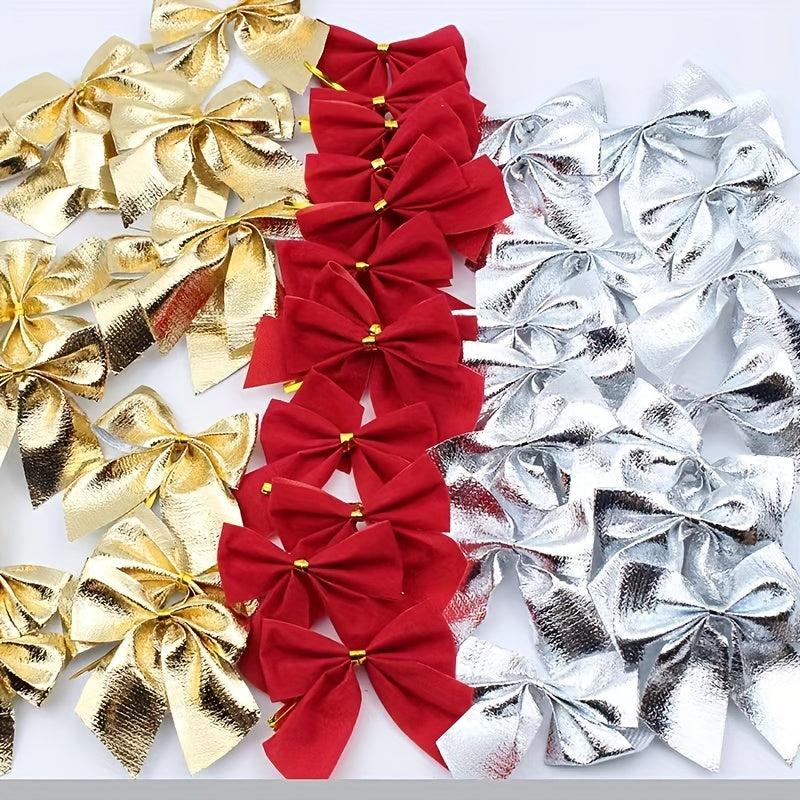 30pcs Christmas Gift Packaging And Decoration Bows Holiday Scene Supplies