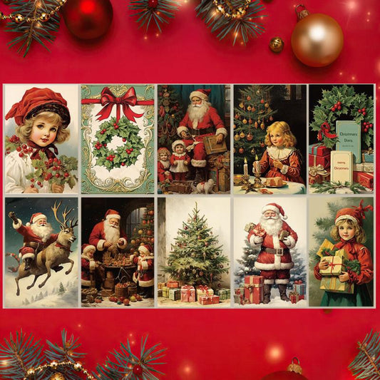 10pcs Vintage Christmas Blessing Card Postcard Navidad Christmas Decorations