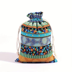 1pc Linen Gift Bags Drawstring Egyptian Pattern Burlap Bag