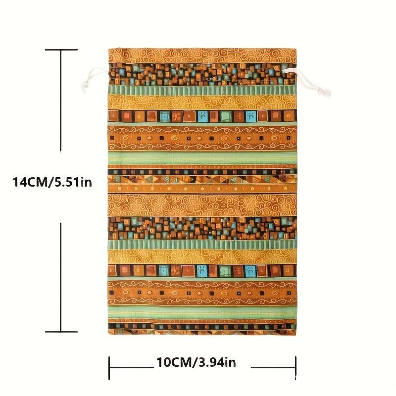 1pc Linen Gift Bags Drawstring Egyptian Pattern Burlap Bag
