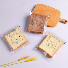 100pcs Transparent Ziplock Opp Bag Cat Bear Rabbit Printed Gift Packaging
