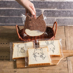 100pcs Transparent Ziplock Opp Bag Cat Bear Rabbit Printed Gift Packaging