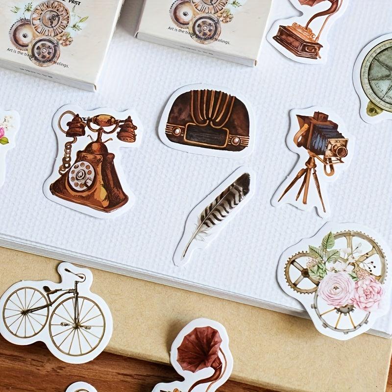 46pcs Literary Retro Objects Decoration Pack Scrapbook Label Creative Materials