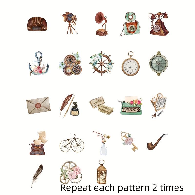 46pcs Literary Retro Objects Decoration Pack Scrapbook Label Creative Materials