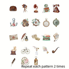 46pcs Literary Retro Objects Decoration Pack Scrapbook Label Creative Materials