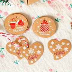 50pcs Christmas Gift Packaging Label & Rope Decoration