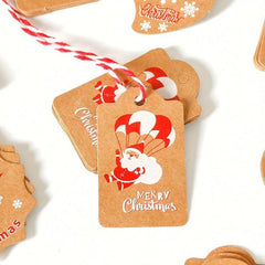 50pcs Christmas Gift Packaging Label & Rope Decoration