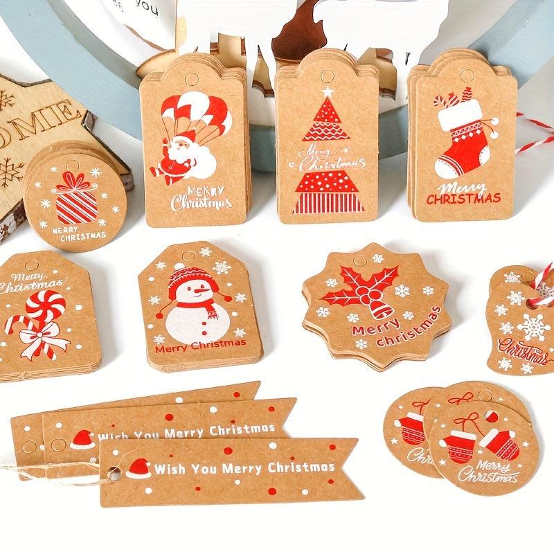 50pcs Christmas Gift Packaging Label & Rope Decoration
