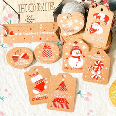 50pcs Christmas Gift Packaging Label & Rope Decoration