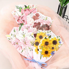 Paper Flowers Bouquet Greeting Cards - Birthday Anniversary Gift