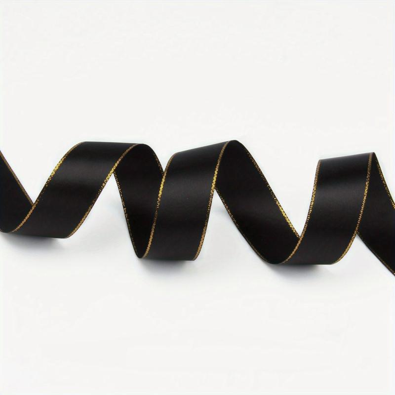 9m Polyester Double-sided Golden Edge Ribbon Flowers Cake Party Decoration