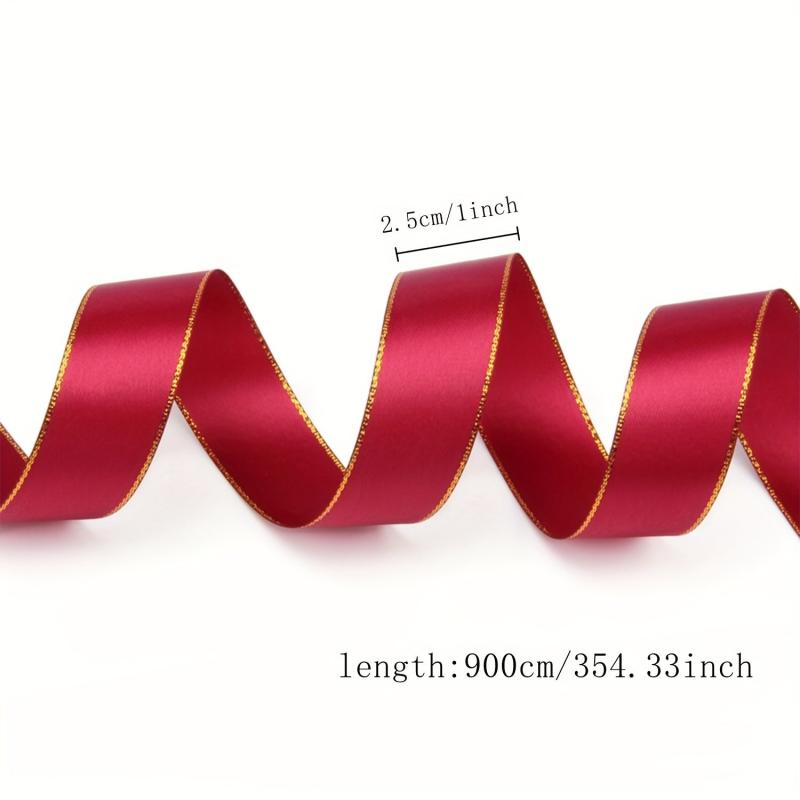 9m Polyester Double-sided Golden Edge Ribbon Flowers Cake Party Decoration