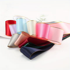 9m Polyester Double-sided Golden Edge Ribbon Flowers Cake Party Decoration