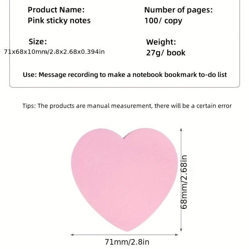100 Pages Heart Sticky Notes Back To School Supplies