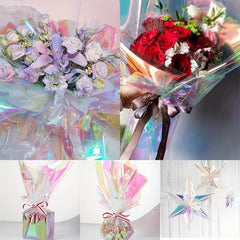 20 Sheets Iridescent Cellophane Gift Wrap for Baskets DIY Craft Wrapping