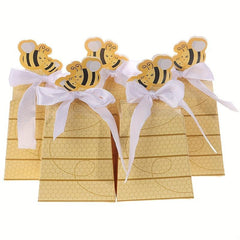 10pcs Trapezoidal Bee Favor Box Paper Candy Box Baby Shower