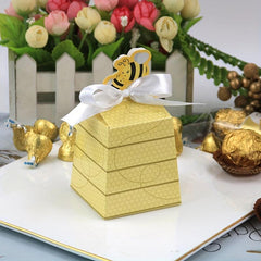 10pcs Trapezoidal Bee Favor Box Paper Candy Box Baby Shower
