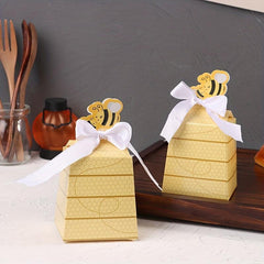10pcs Trapezoidal Bee Favor Box Paper Candy Box Baby Shower