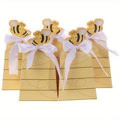 10pcs Trapezoidal Bee Favor Box Paper Candy Box Baby Shower