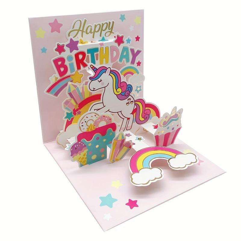 3D Unicorn Birthday Card + Envelope Perfect for Messages