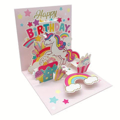 3D Unicorn Birthday Card + Envelope Perfect for Messages