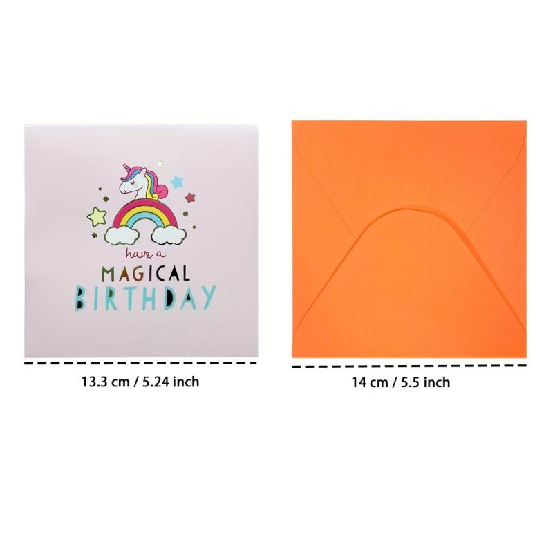 3D Unicorn Birthday Card + Envelope Perfect for Messages