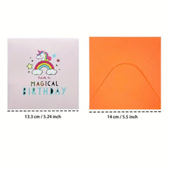 3D Unicorn Birthday Card + Envelope Perfect for Messages