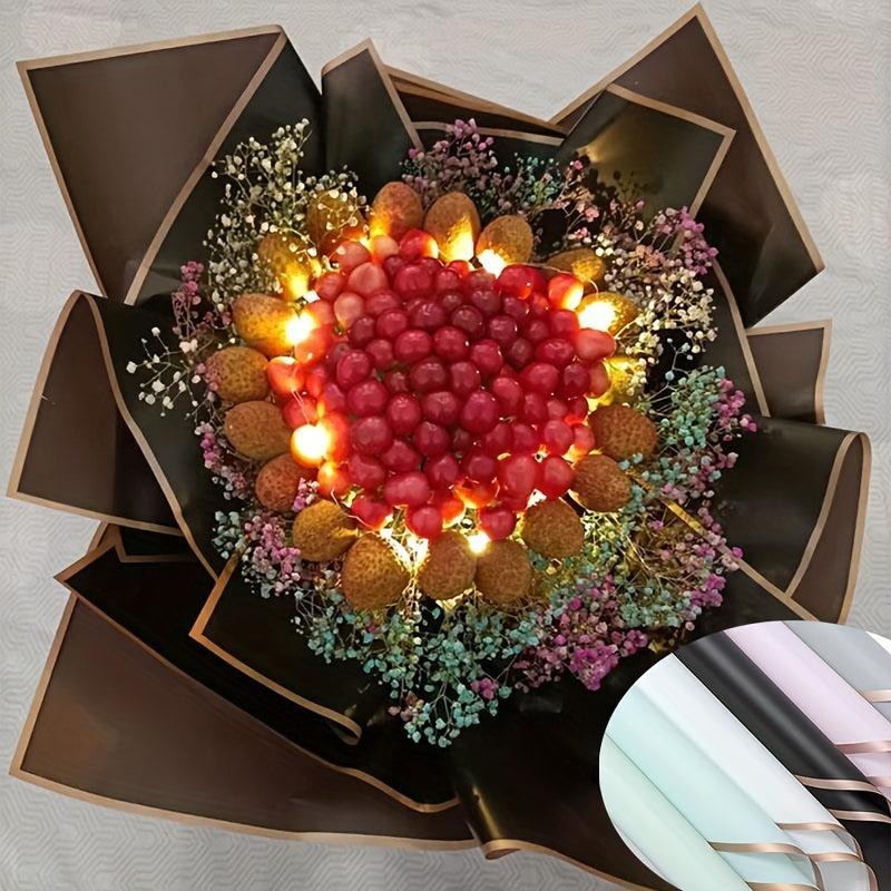 10pcs Golden Border Rose Flower Wrapping Paper Half Transparent Gift Packing